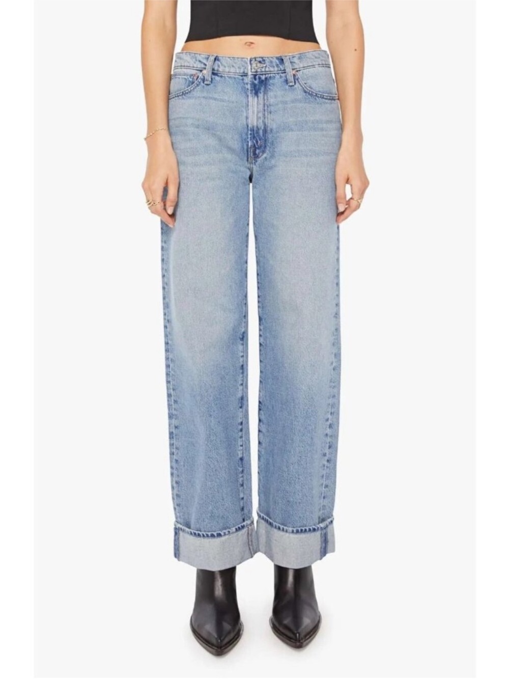 MOTHER Straight Leg Jeans in Light Blue Wash